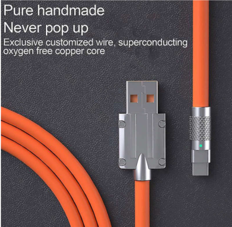 Premium Quality Heavy Duty: 120w 6a Super-Fast Charge Type-C Liquid Silicone Cable (2m cable)