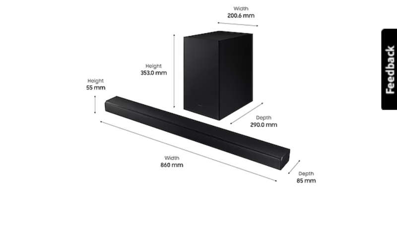 HW-A550 2.1ch Samsung Virtual DTS:X A-Series Soundbar (2021) (Display stock)