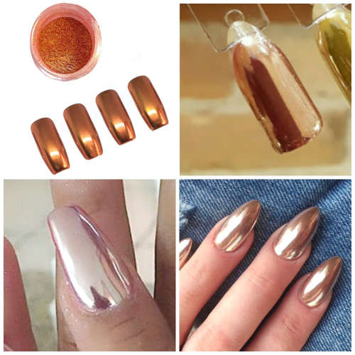 MIRROR NAIL POWDER COLOR - BRONZE / ROSE / COPPER