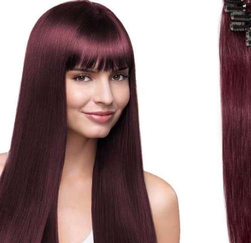 High Quality Heat Resistant washable hair extensions  #99J Wine Red