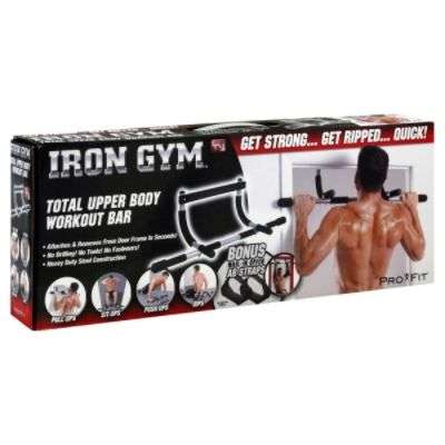 Iron Gym/Door Gym Total Body Workout Bar - Push Ups, Pull Ups, Sit Ups, Dips Exercises