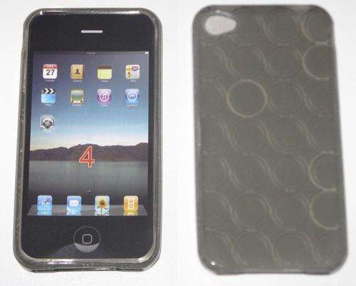 iPhone 4 TPU Rubber Phone Cover/Skin - Black/Grey