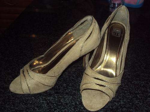 Beige Suede Peep-toe Heels