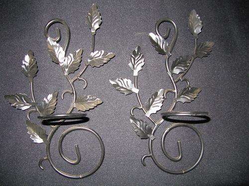 2x Candle wall mount holders in metal