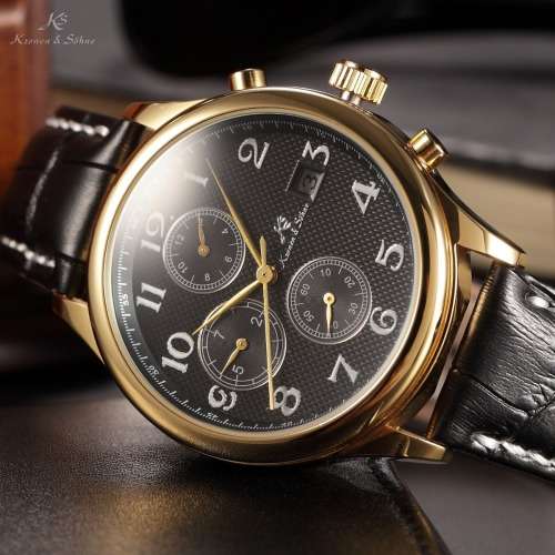 Authentic KRONEN & SOHNE Jules Verne Voyager AUTOMATIC Chronograph Watch BRAND NEW !!!