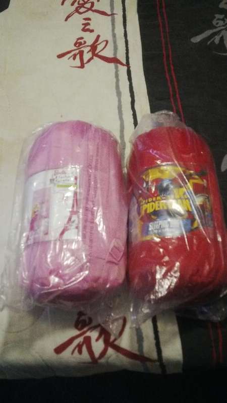 1 x Barbie and 1 x Spiderman Sleeping bags
