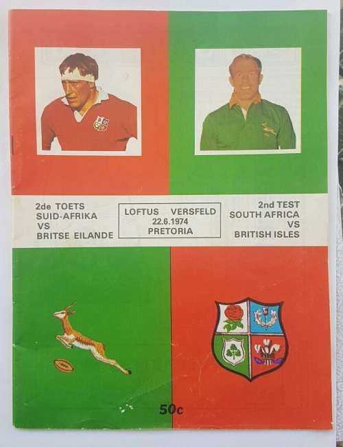 1974 SOUTH AFRICA V BRITISH LIONS RUGBY PROGRAMME - 2ND TEST PRETORIA