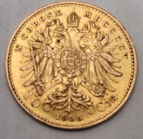 1905 10 CORONA EMPORER FRANS JOSEPH 1 OF AUSTRIA GOLD COIN