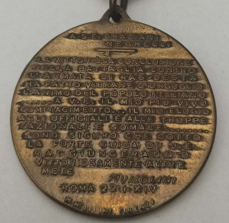 WW2 ITALIAN CREDERE-OBBIDIERE COMBATTERE MEDAL - MUSSOLINI