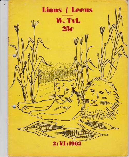 1962 WESTERN TRANSVAAL V BRITISH LIONS PROGRAMME