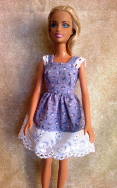 Barbie dress with white lace on skirt + pantie.