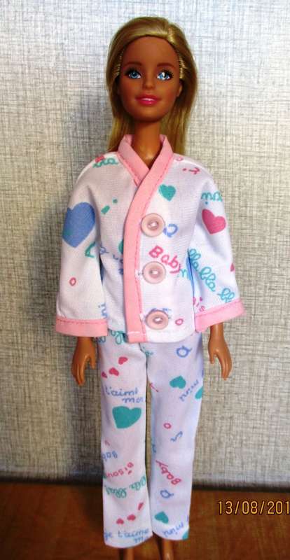 Barbie winter pyjamas in brushed nylon with pink binding.