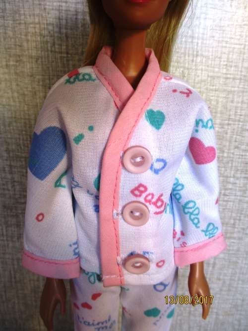 Barbie winter pyjamas in brushed nylon with pink binding.
