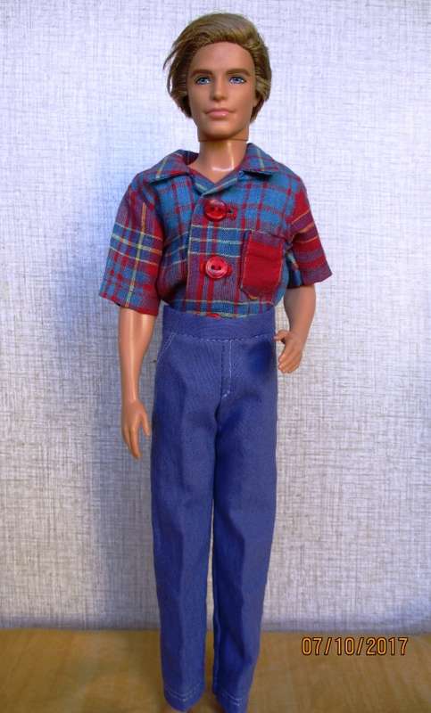 Ken - Barbie - blue fitted PANTS with tuck in SHIRT.