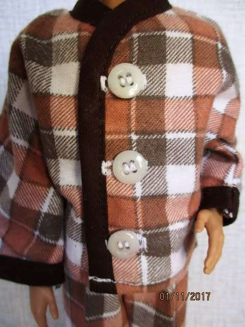 Ken - Barbie - winter PYJAMAS in brown checks.