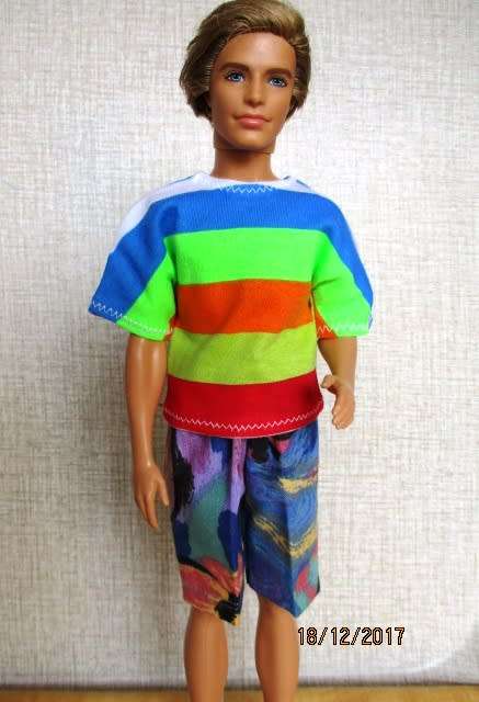 Ken - Barbie - shorts and striped T-shirt.
