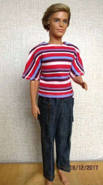 Ken - Barbie - denim jeans with striped T-shirt.