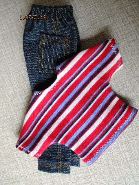 Ken - Barbie - denim jeans with striped T-shirt.