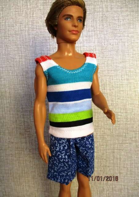 Ken - Barbie - beach SHORTS plus MUSCLE VEST - blue.
