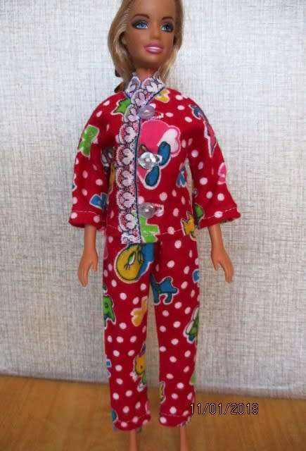 Barbie winter PYJAMAS - red print.