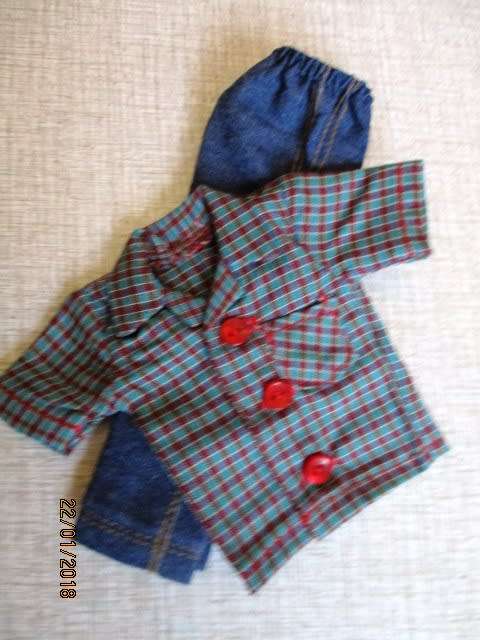 Ken - Barbie - denim JEANS plus button front SHIRT.