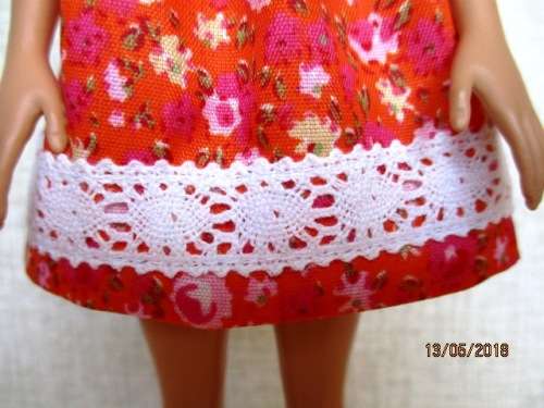Barbie doll's dress - orange floral