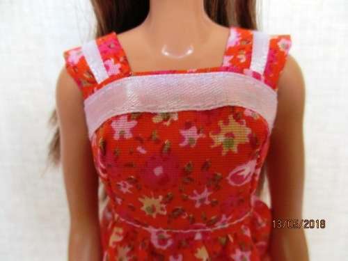 Barbie doll's dress - orange floral
