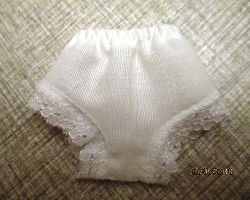 Barbie doll's dress and panties - lime green flower with white trim