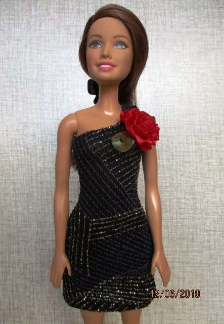 Barbie doll's cocktail dress - black one shoulder