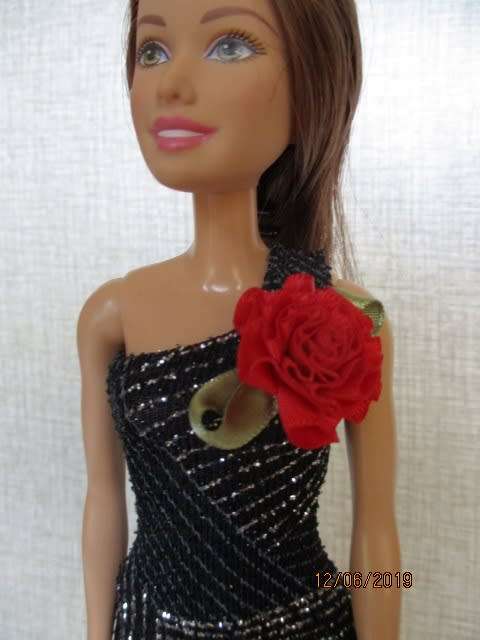 Barbie doll's cocktail dress - black one shoulder