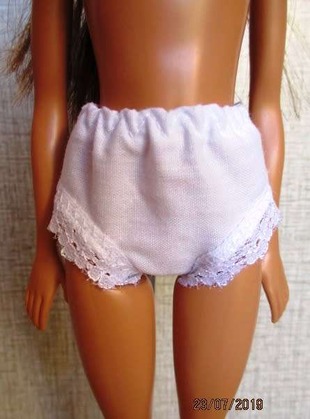Barbie doll's dress and panties - red rose with blue ribbon