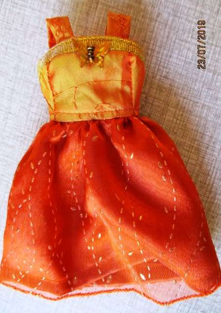 Barbie doll's party dress - orange and gold