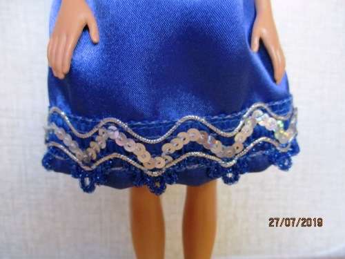 Barbie doll's party dress with necklace - blue and silver