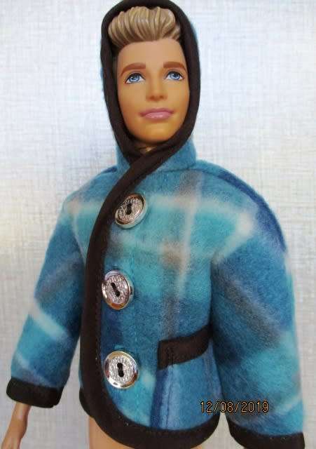 Ken doll's HOODIE - turquoise and brown