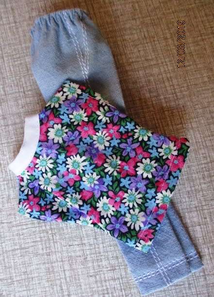 Barbie doll's denim jeans + floral top
