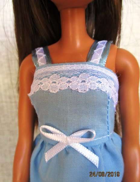 Barbie doll's SLEEPING BAG and nightie set - yellow butterfly + blue