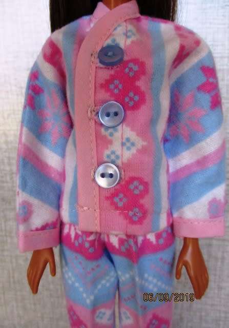 Barbie doll's winter PYJAMAS - pink and blue  snowflake print