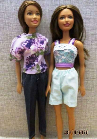 Barbie doll's mix and match set - purple/green