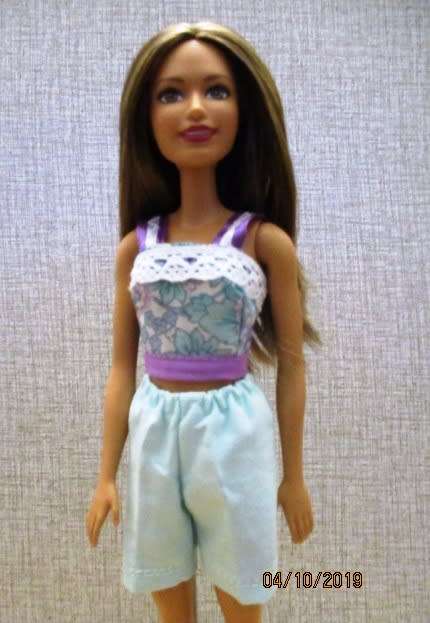 Barbie doll's mix and match set - purple/green