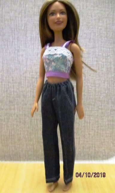 Barbie doll's mix and match set - purple/green