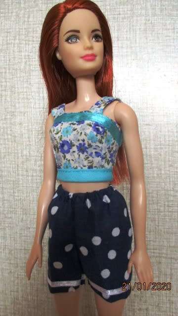 Barbie doll's shorts and strap top - navy spot special