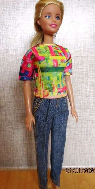 Barbie doll's denim jeans and T-shirt - weave print