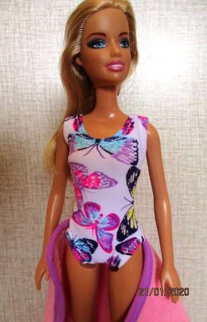 Barbie doll's bathing costume and towel - butterflies