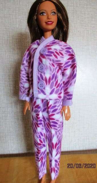 Barbie doll's winter pyjamas - purple print