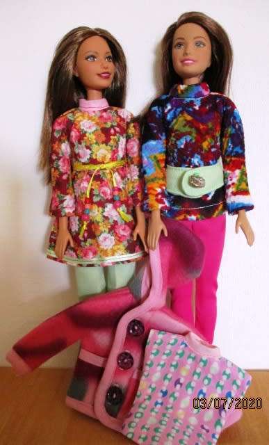 Barbie doll's winter warmers set - six pieces plus belt - green