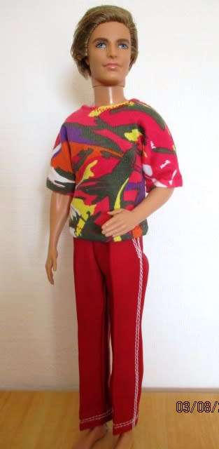 Ken doll's pants and T-shirt - red