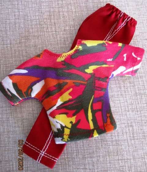 Ken doll's pants and T-shirt - red