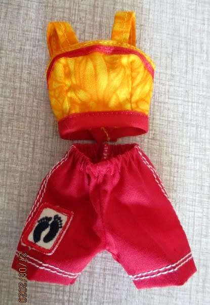 Barbie doll`s shorts and top set - red and yellow