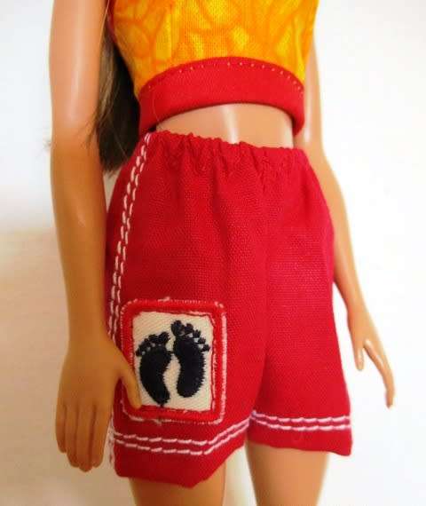 Barbie doll`s shorts and top set - red and yellow