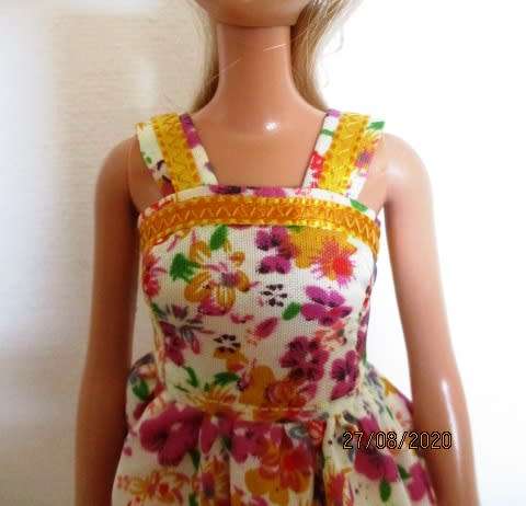 Barbie doll's summer dress - yellow/grape